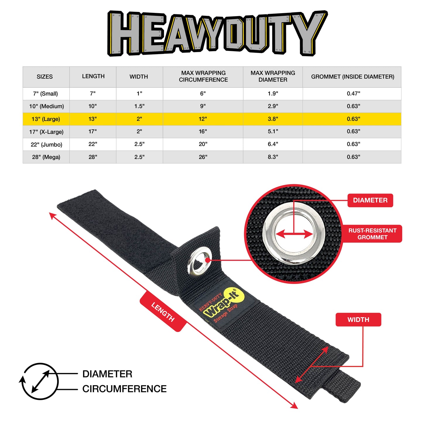 Heavy-Duty Storage Straps - 13-in. (2-Pack) Blaze Orange