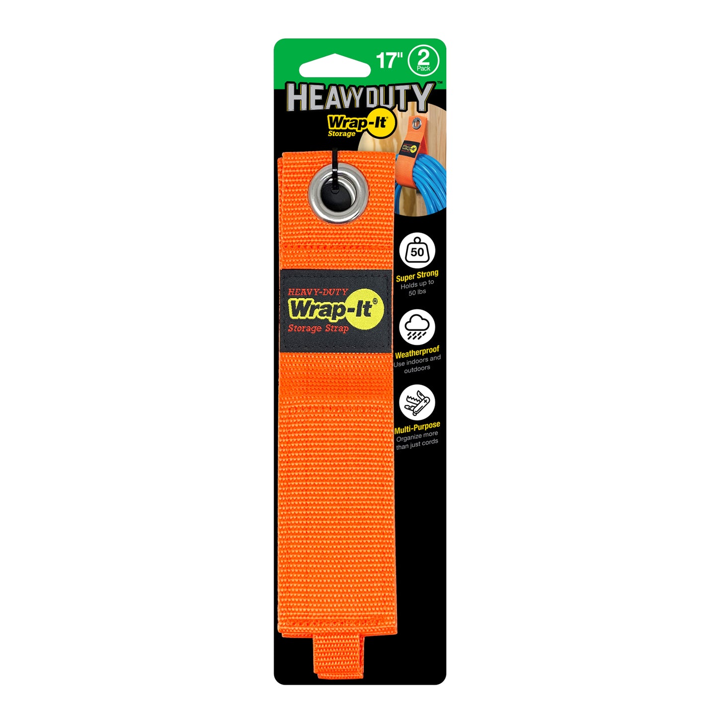 Heavy-Duty Storage Straps - 17-in. (2-Pack) Blaze Orange
