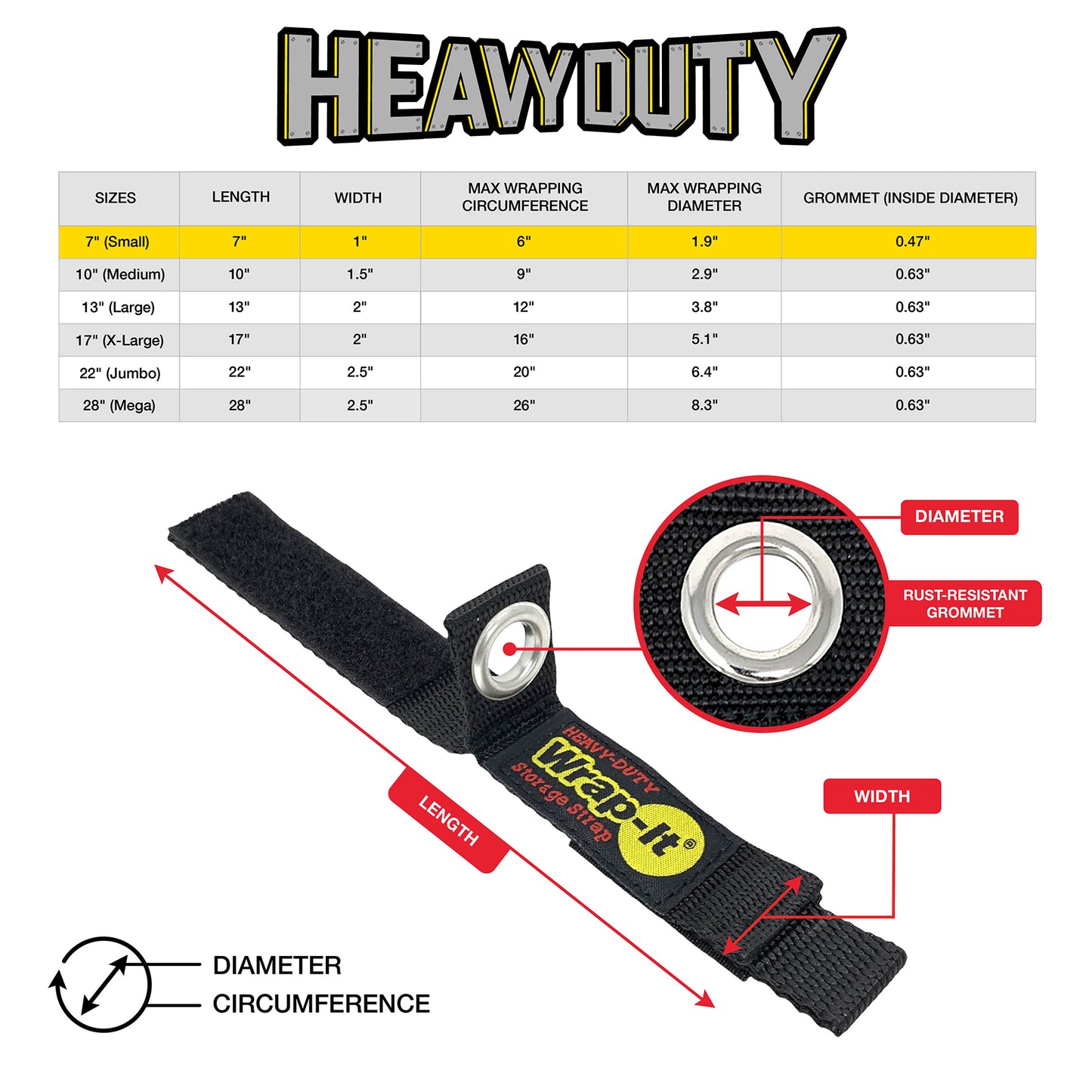 Heavy-Duty™ Storage Straps - 7-in. (4-Pack) Blaze Orange