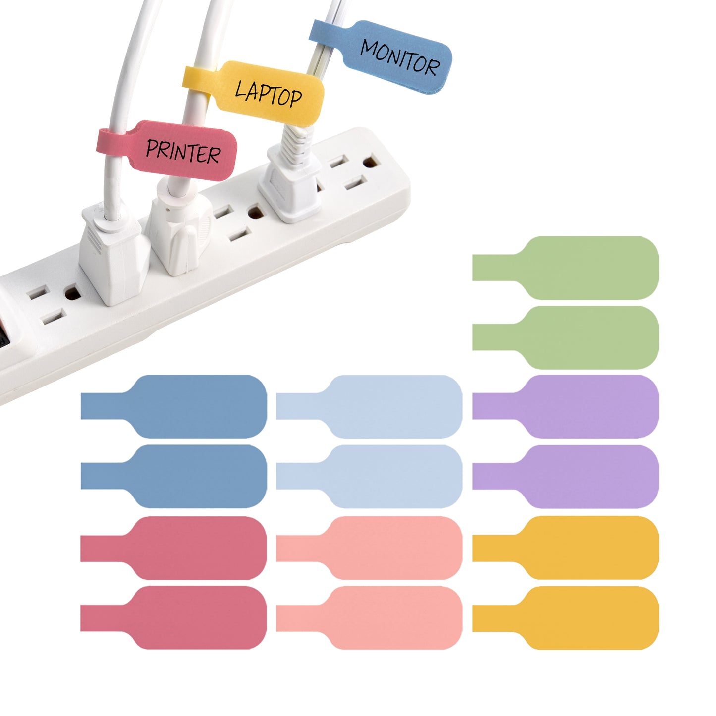 Cable Labels - Medium (14-Pack) Macaron - Wrap-It Storage