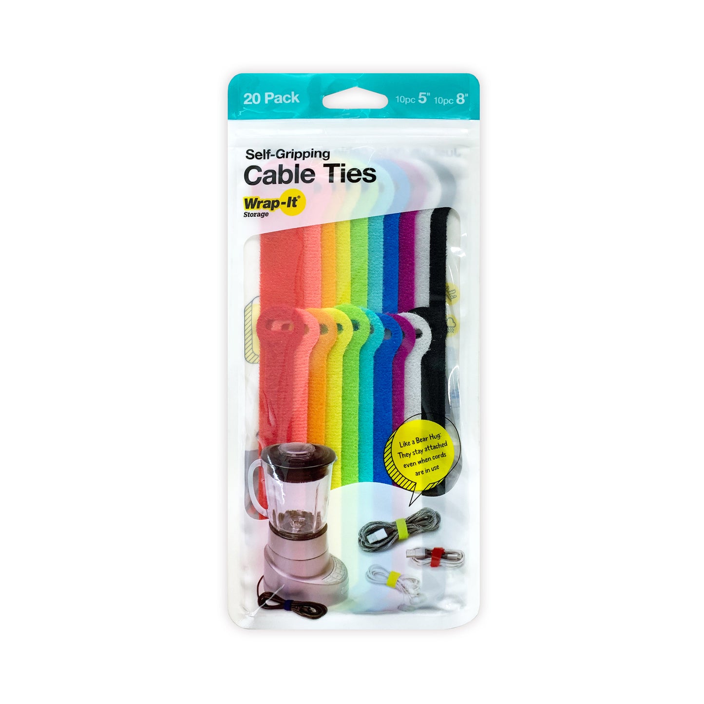 Self-Gripping Cable Ties - Assorted 20-Pack (5", 8")