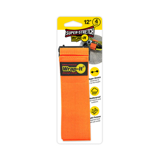 Super-Stretch™ Storage Straps - 12-in. (4-Pack) Blaze Orange
