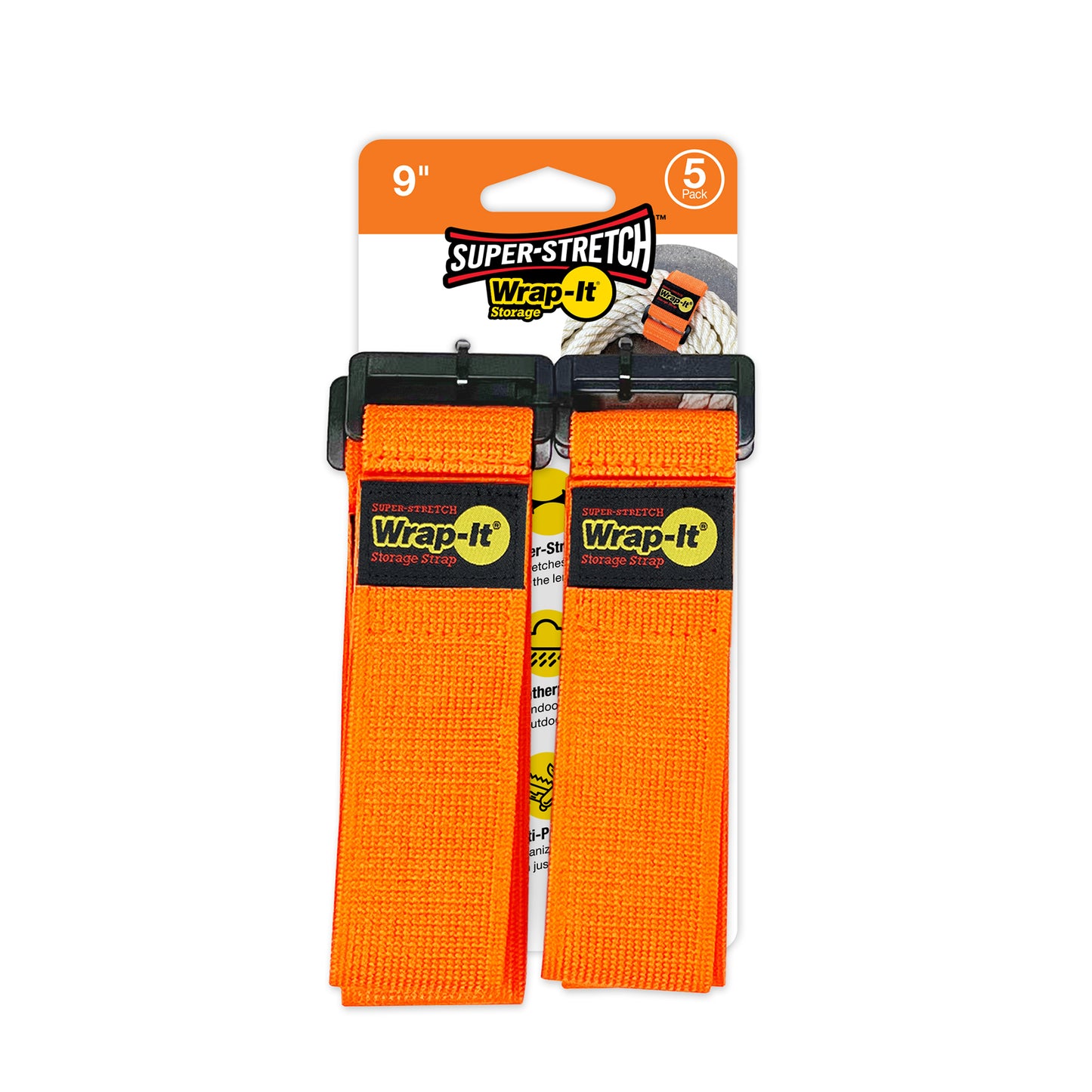 Super-Stretch™ Storage Straps - 9-in. (5-Pack) Blaze Orange