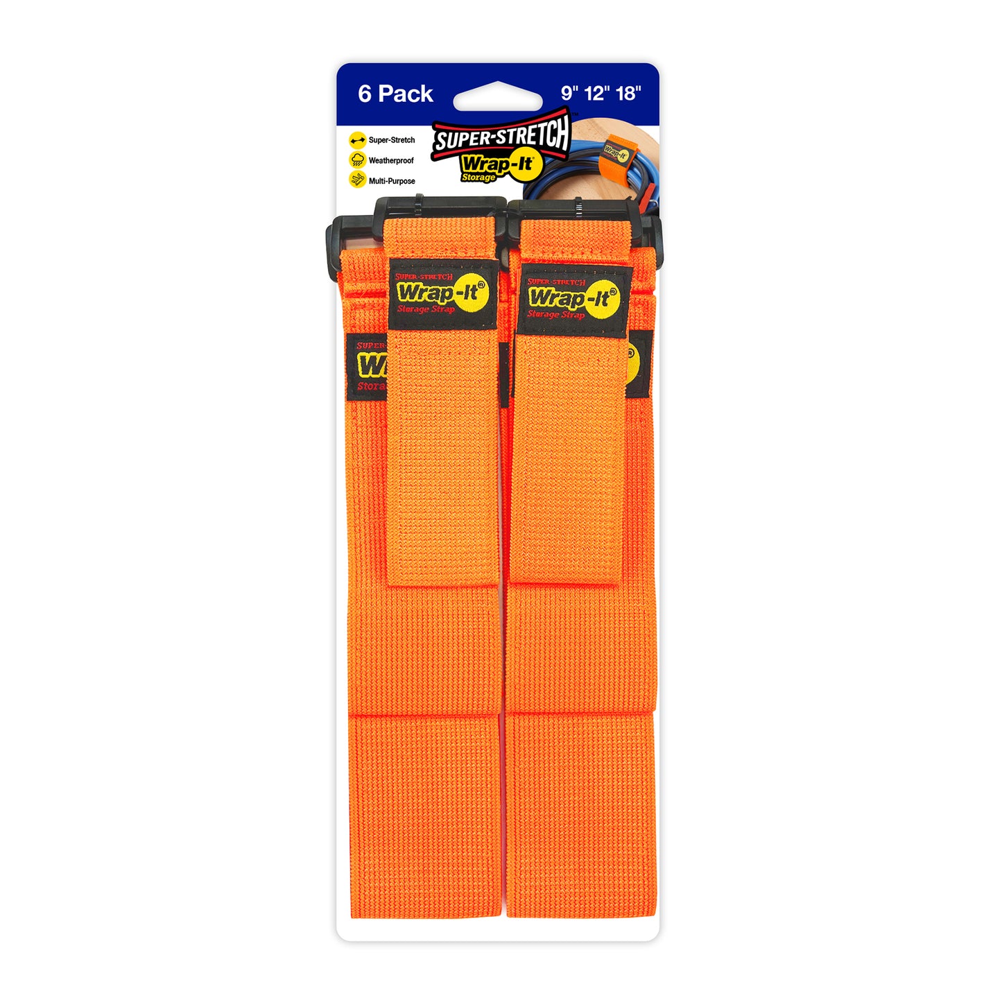 Super-Stretch™ Storage Straps (Assorted 6-Pack) Blaze Orange