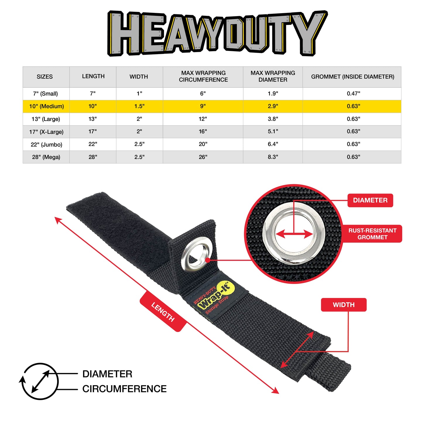 Heavy-Duty™ Storage Straps - 10-in. (3-Pack)