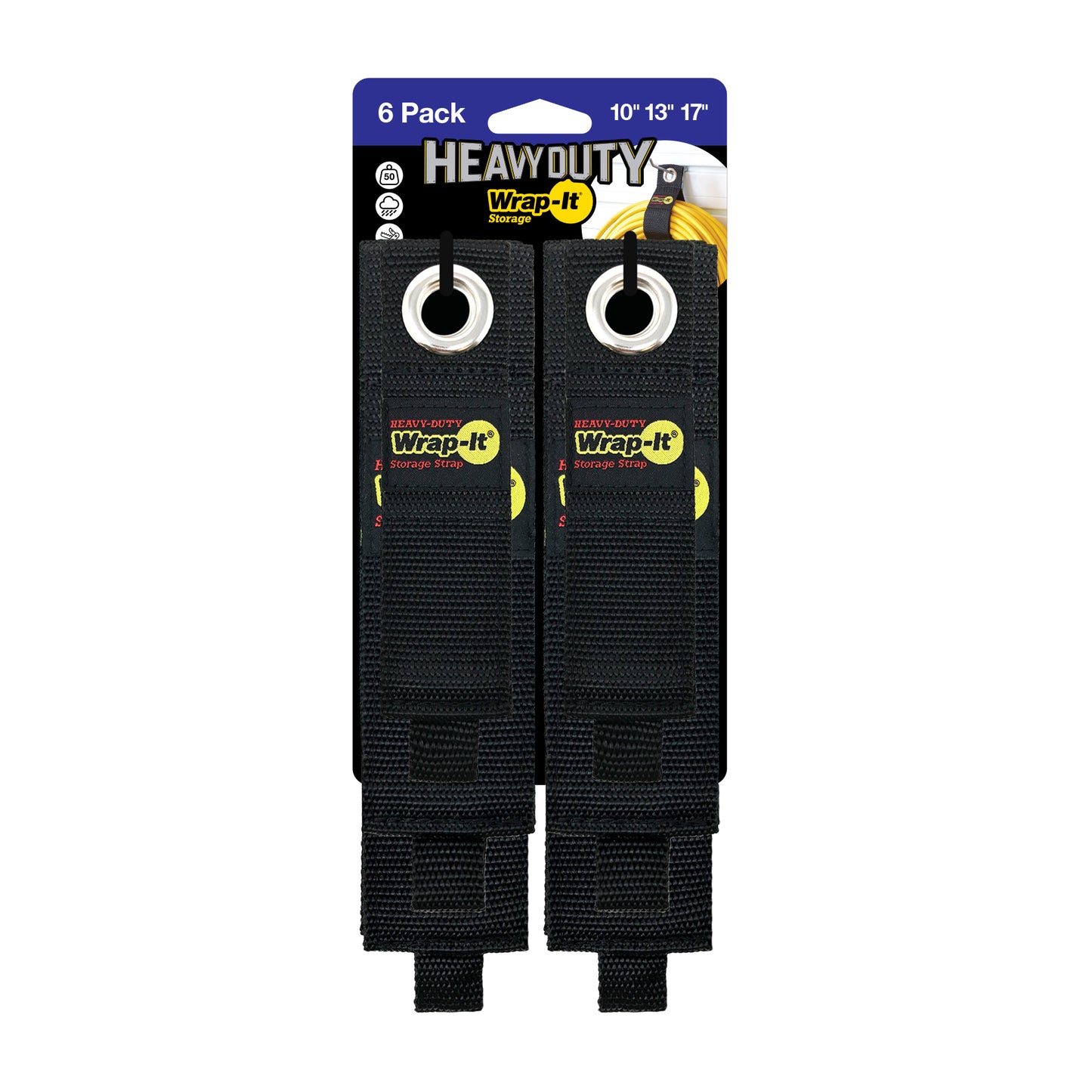 Heavy-Duty™ Storage Straps - Assorted 6-Pack (10", 13", 17")