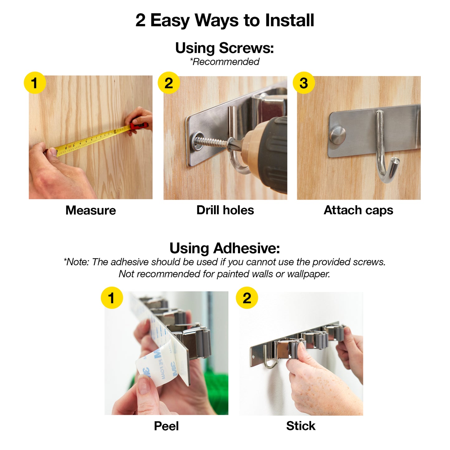 Broom Bar™ - Broom Holder with Hooks