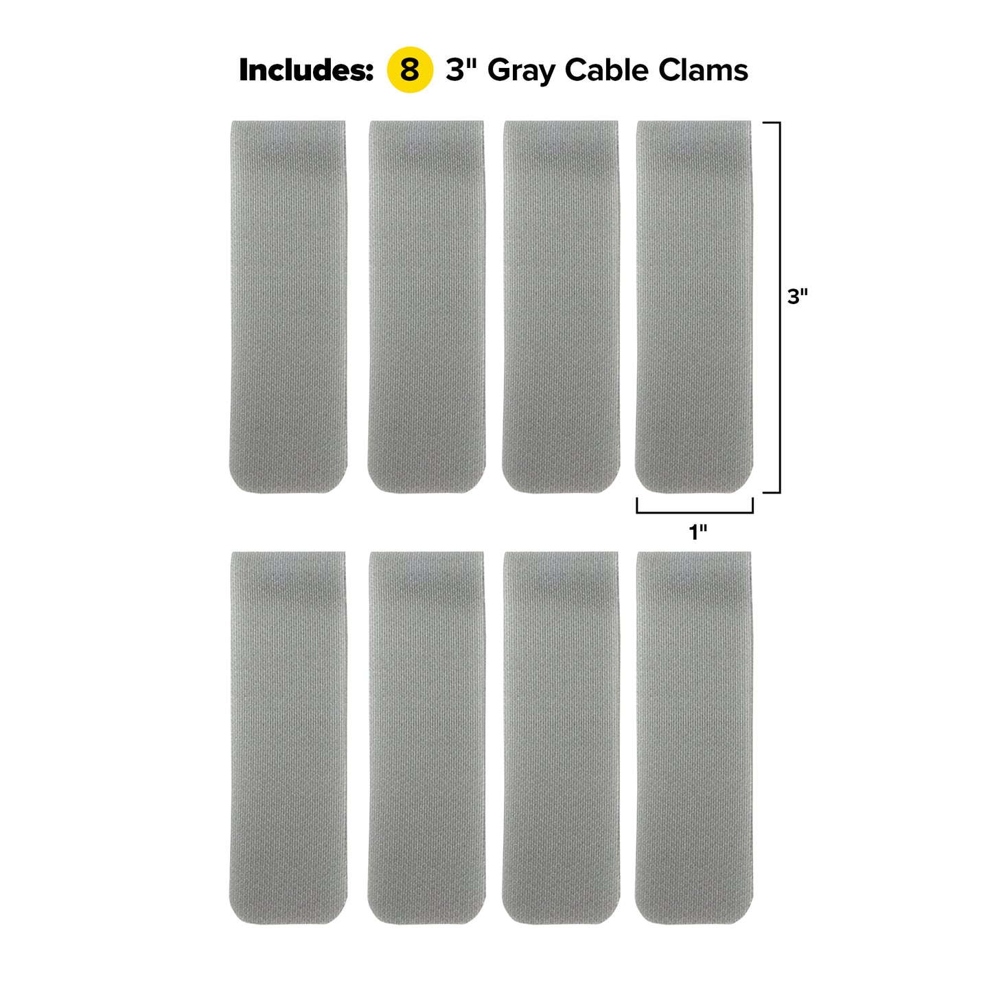 Cable Clams - 3-in. Strip (8-Pack) - Wrap-It Storage