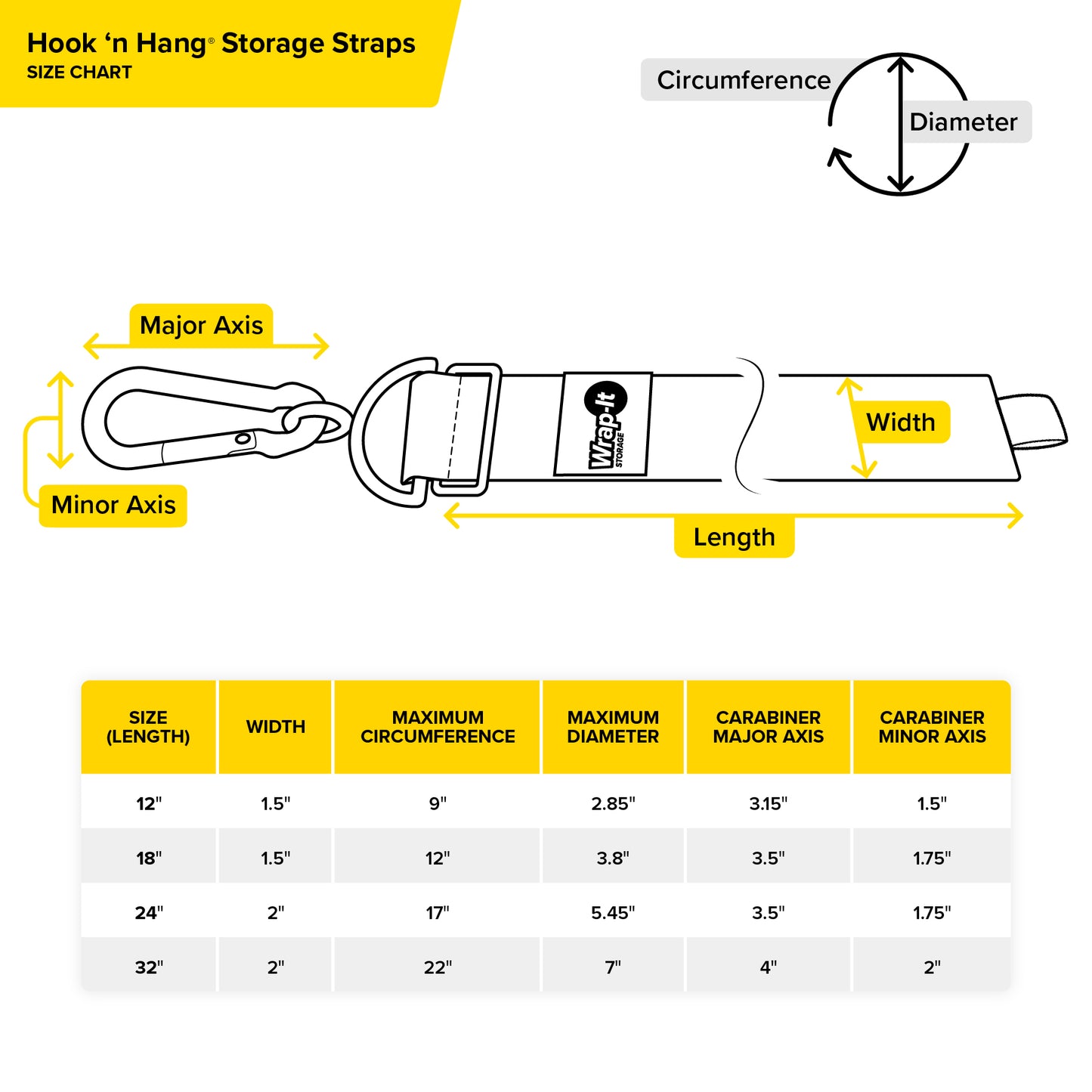 Hook 'n Hang® Storage Strap - 18 in. Black - Wrap-It Storage