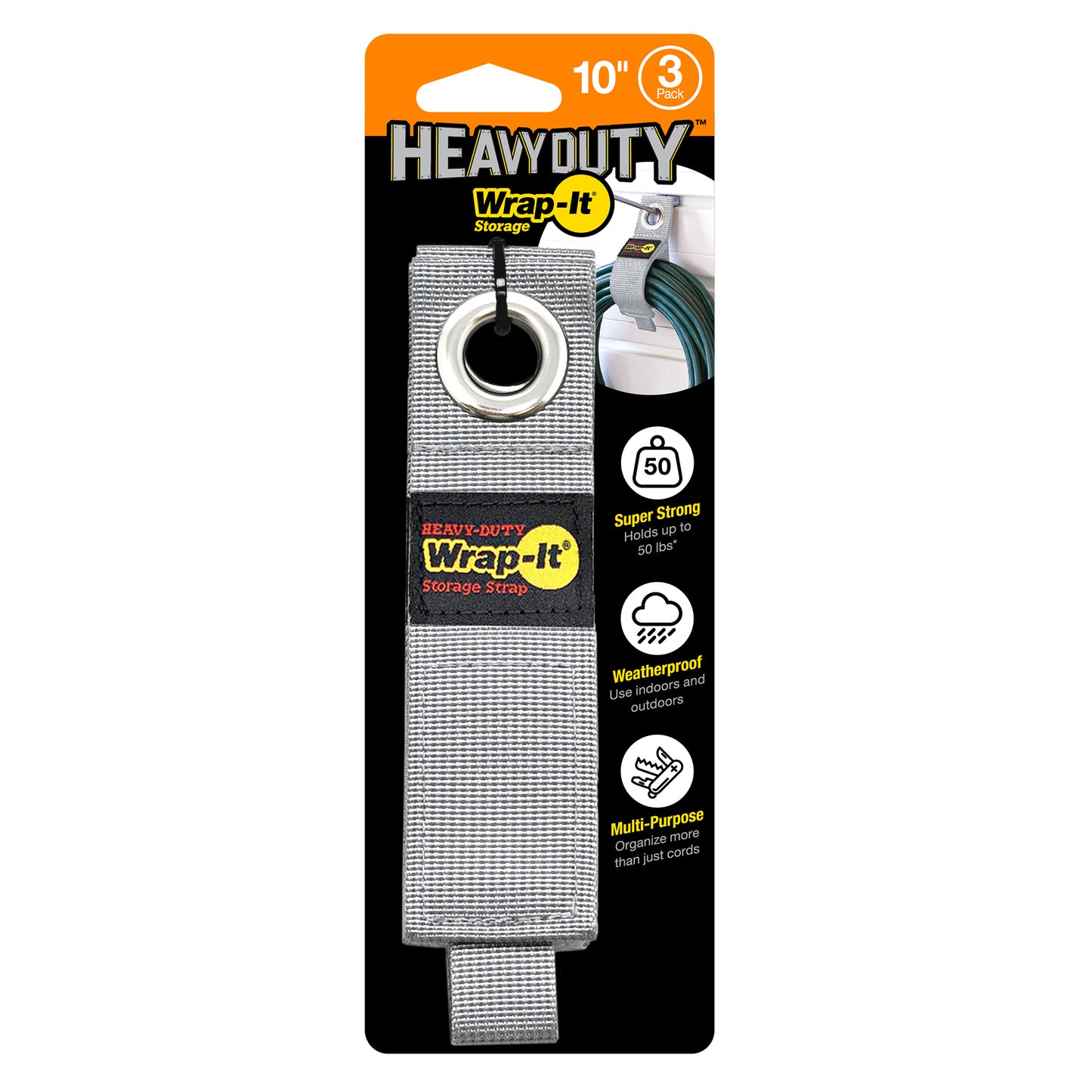 Heavy-Duty™ Storage Straps - 10-in. (3-Pack) Silver