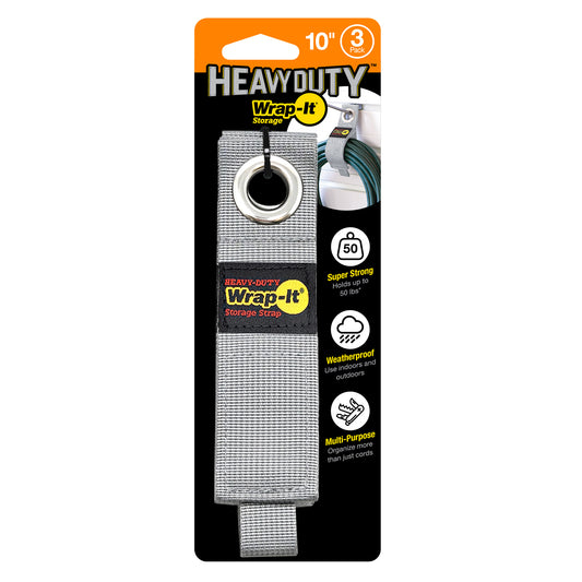 Heavy-Duty™ Storage Straps - 10-in. (3-Pack) Silver