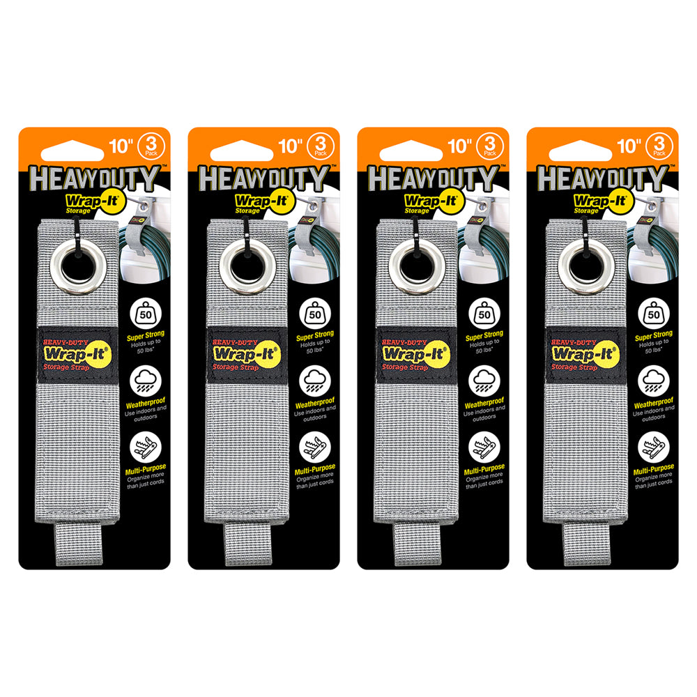 Heavy-Duty™ Storage Straps - 10-in. (12-Pack) Silver - Wrap-It Storage