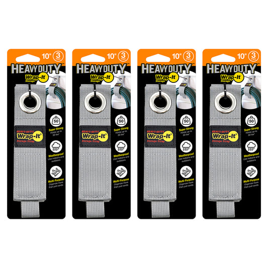 Heavy-Duty™ Storage Straps - 10-in. (12-Pack) Silver - Wrap-It Storage