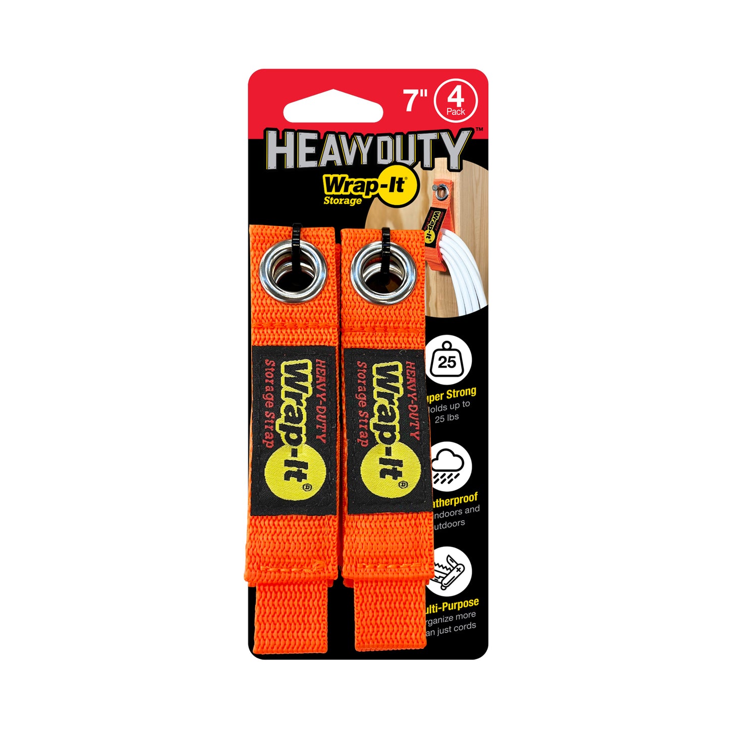 Heavy-Duty Storage Straps - 7-in. (4-Pack) Blaze Orange