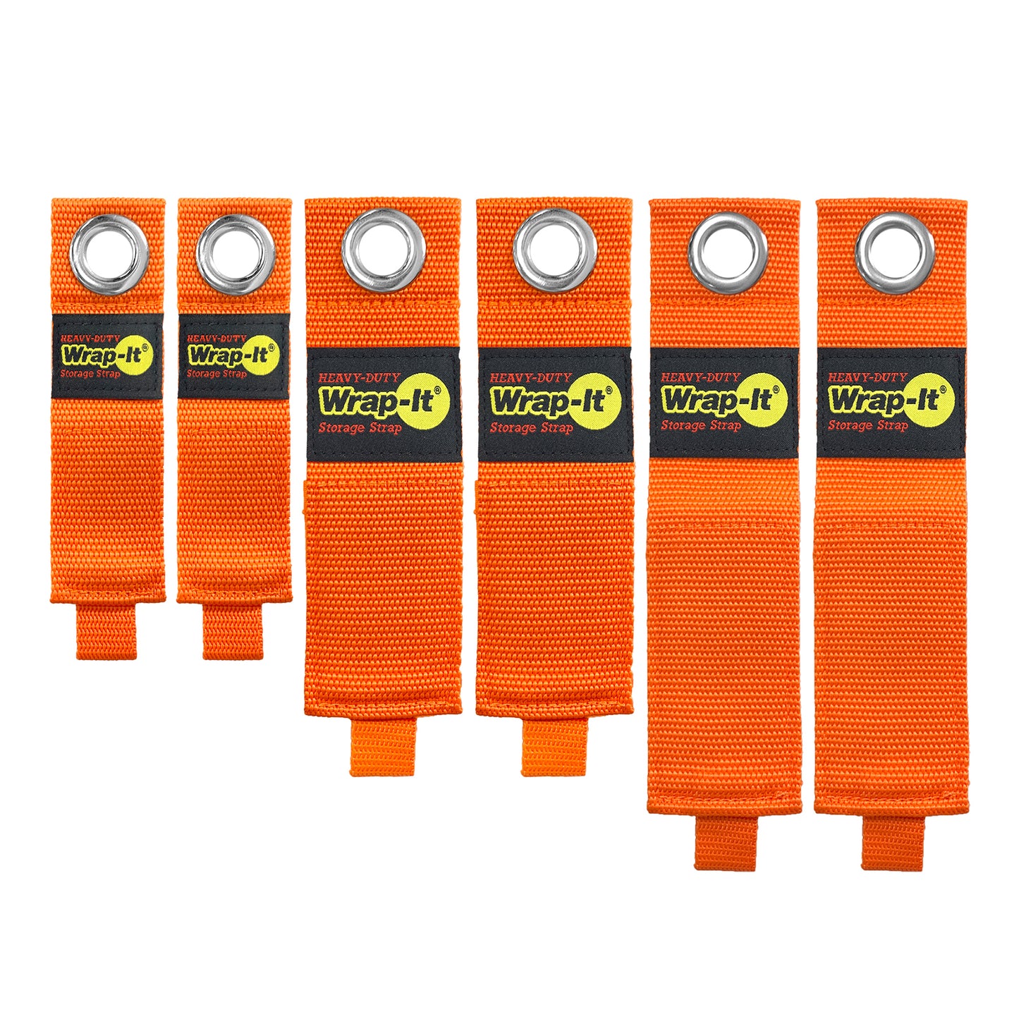 Heavy-Duty Storage Straps - 6-Pack Assorted Blaze Orange