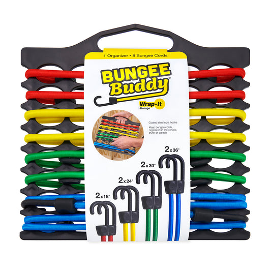 Bungee Buddy™ - Bungee Cord Organizer + 8 Bungee Cords