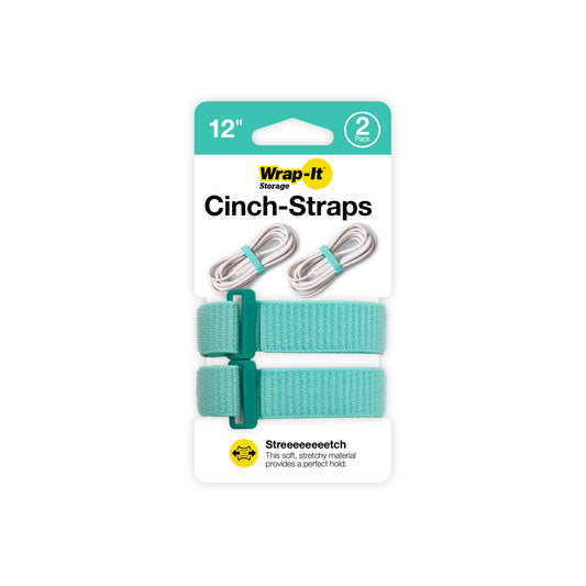 Wrap-It Storage Cinch-Straps - 12" (2-Pack) Turquoise