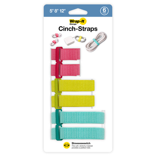 Wrap-It Storage Cinch-Straps - Assorted Sizes (6-Pack) Multi-Color