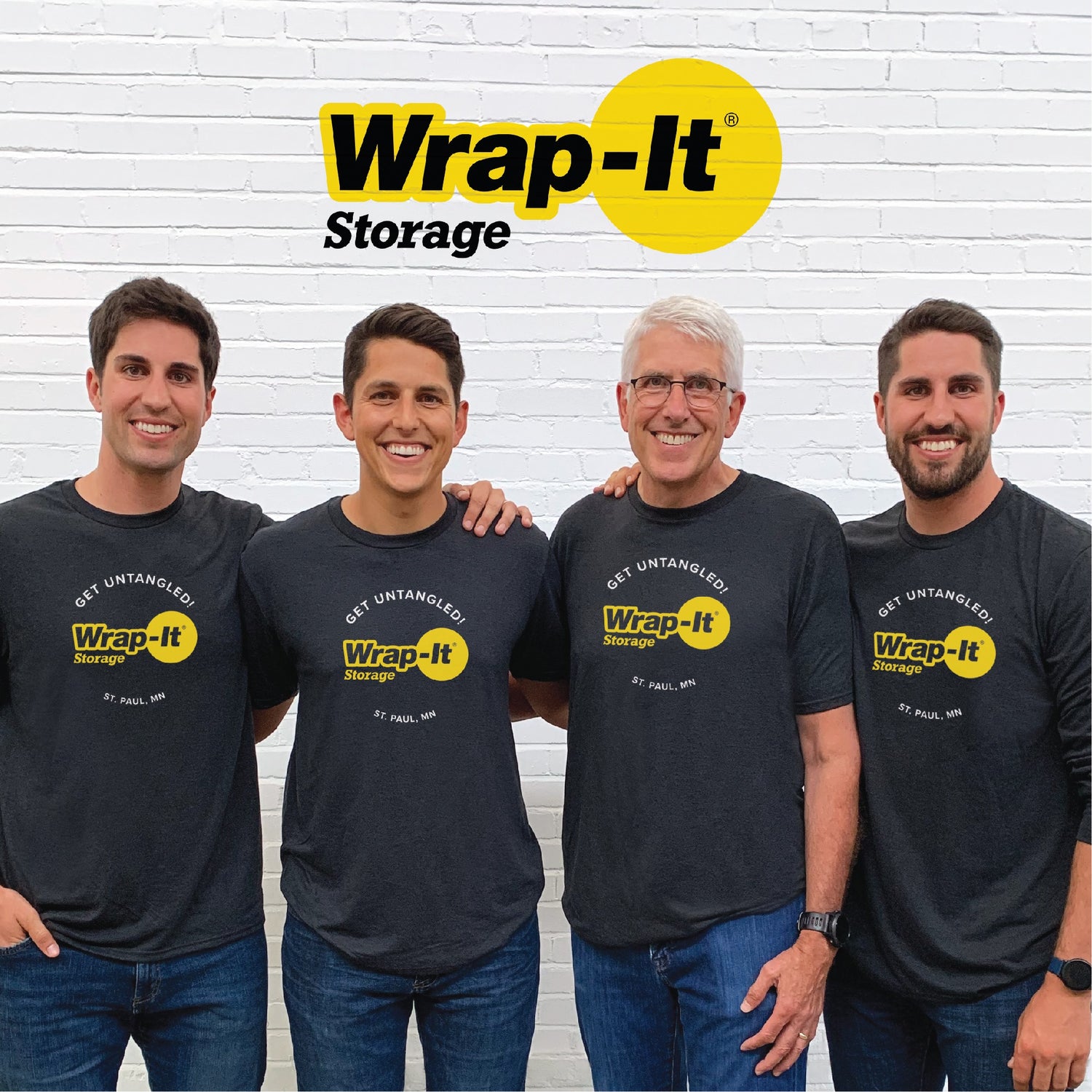 Wrap-It Family photo with 4 guys in black tshirts