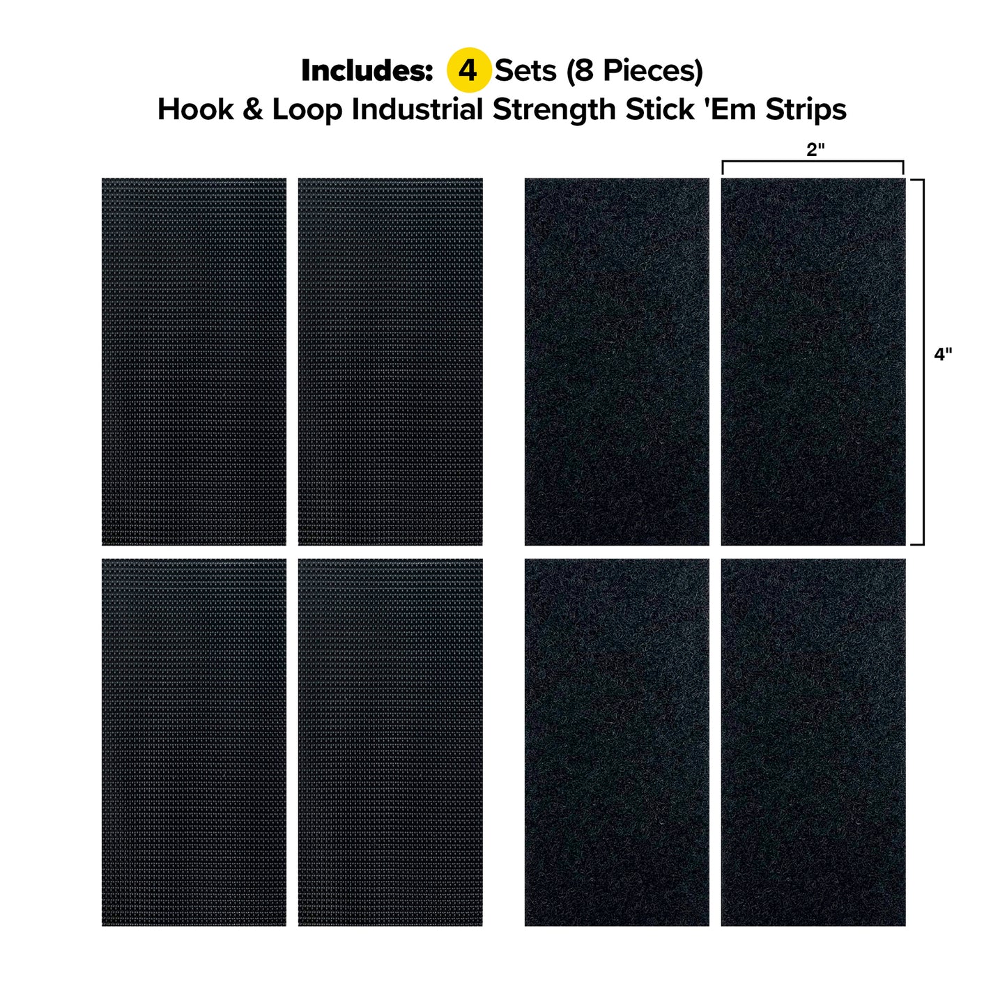 Stick 'Ems - 4" x 2" Strips (4 Sets) - Industrial Strength