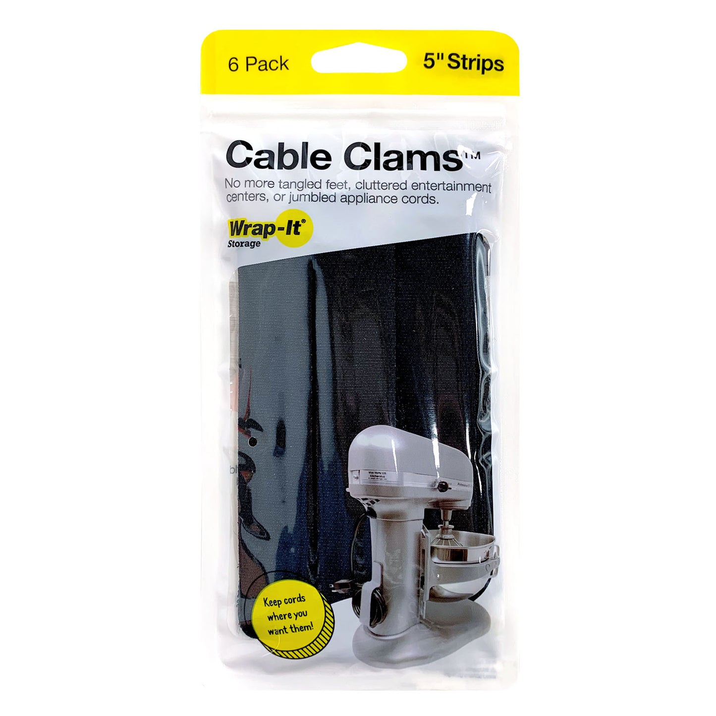 Cable Clams - 5" x 1" Strips (6-Pack) - Wrap-It Storage