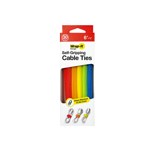 Self-Gripping Cable Ties - 30-Pack (6")