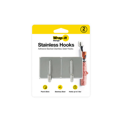 Stainless Hooks (2-Pack) - Wrap-It Storage