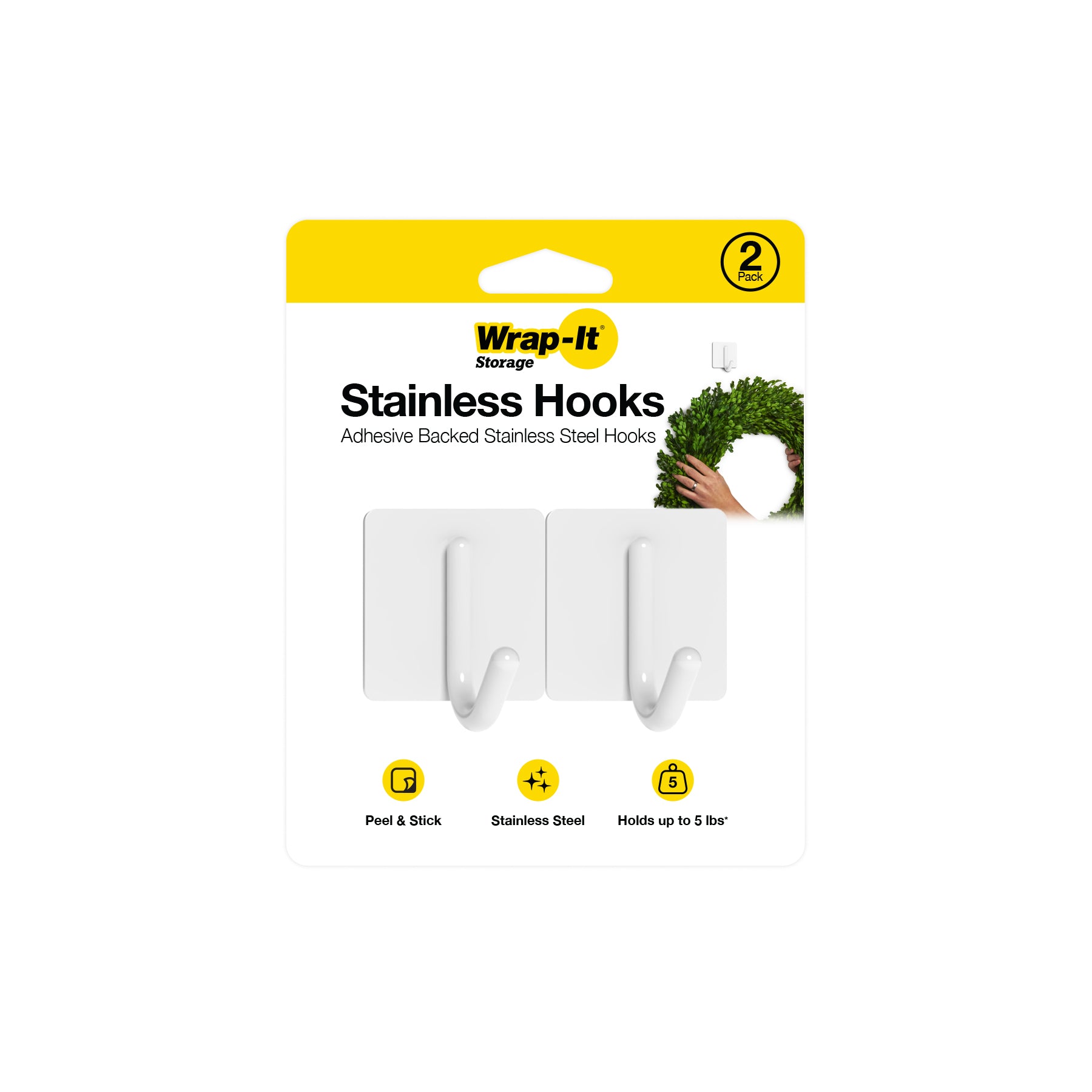 Stainless Hooks (2-Pack) - Wrap-It Storage