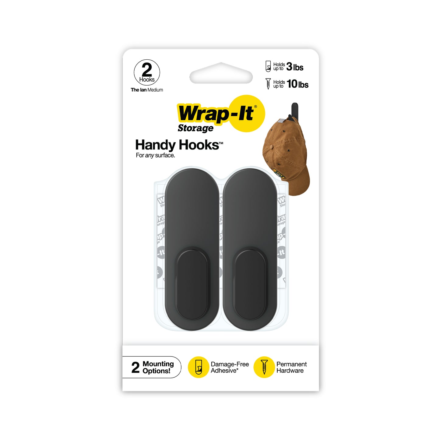 Handy Hooks™ - The Ian - Medium 2-Pack - Wrap-It Storage