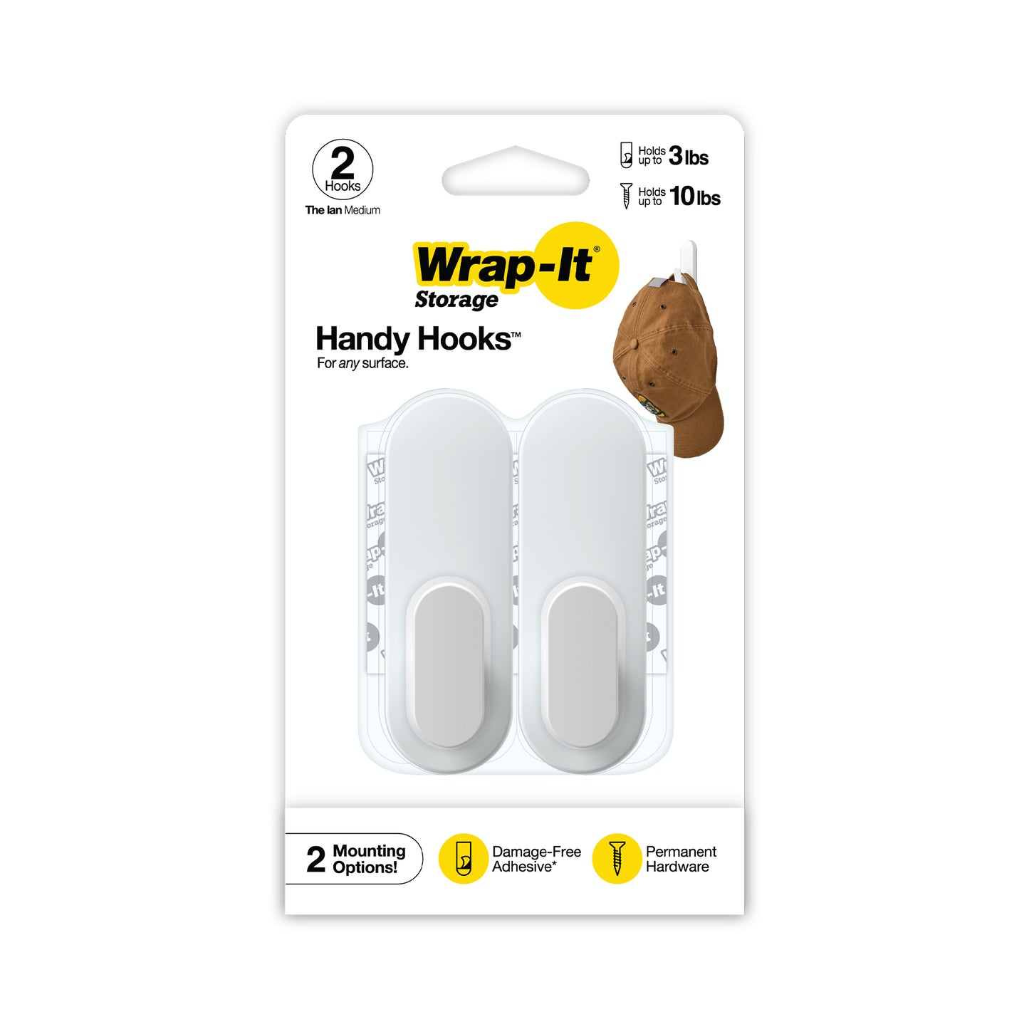 Handy Hooks™ - The Ian - Medium (2-Pack) - Wrap-It Storage