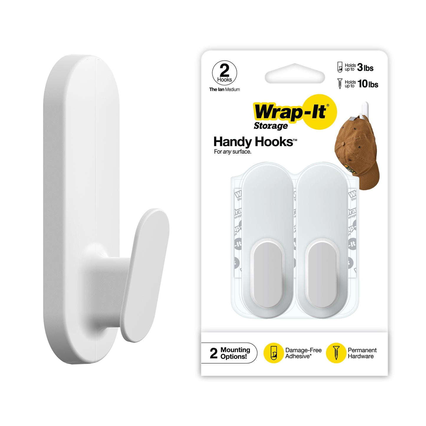 Handy Hooks™ - The Ian - Medium (2-Pack) - Wrap-It Storage