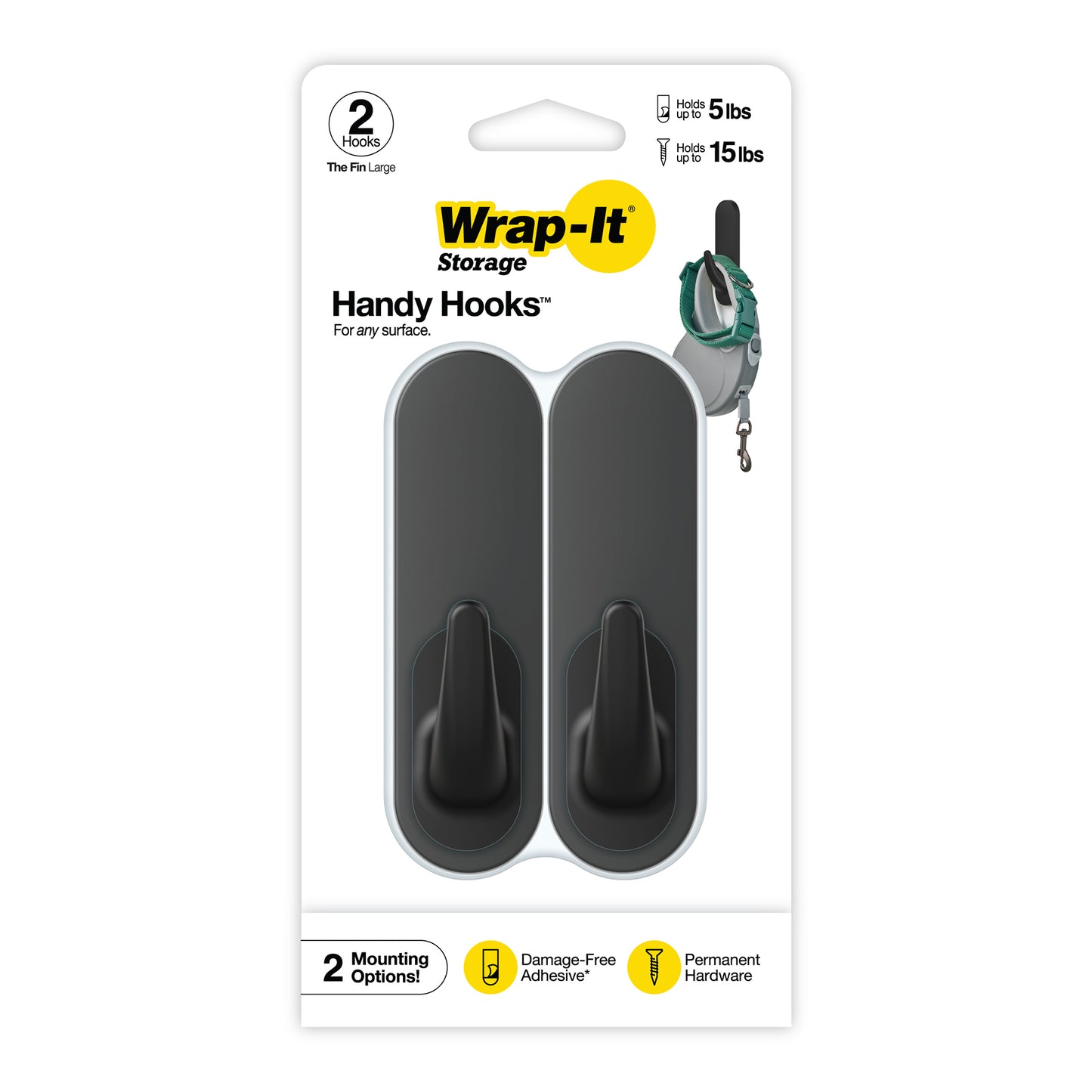 Handy Hooks™ - The Fin - Large (2-Pack) - Wrap-It Storage