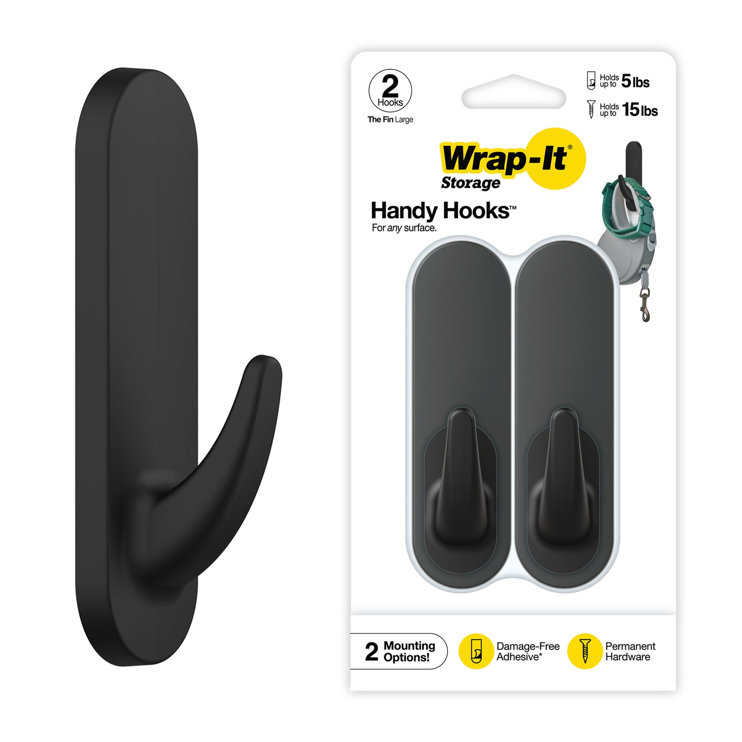 Handy Hooks™ - The Fin - Large (2-Pack) - Wrap-It Storage