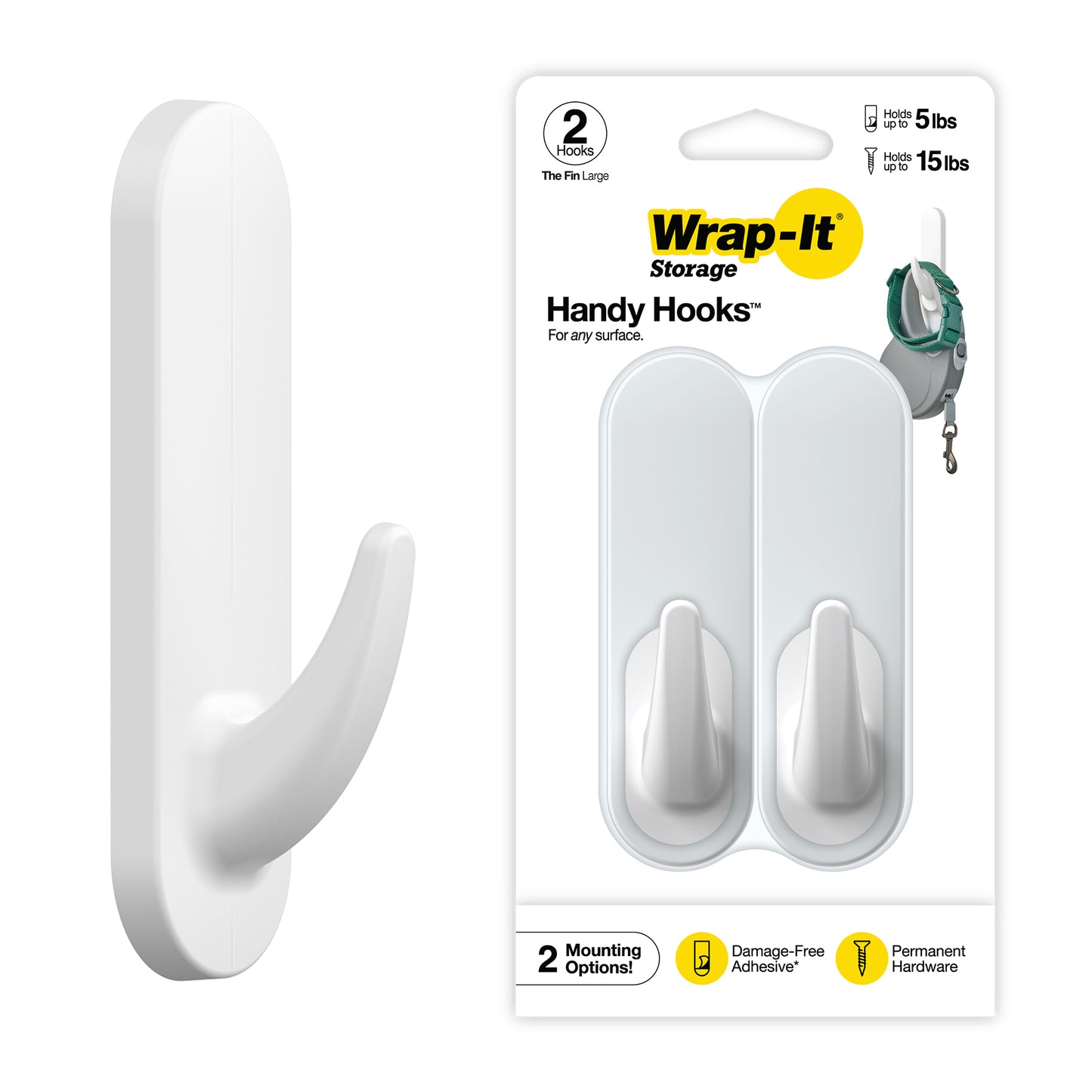 Handy Hooks™ - The Fin - Large (2-Pack) - Wrap-It Storage