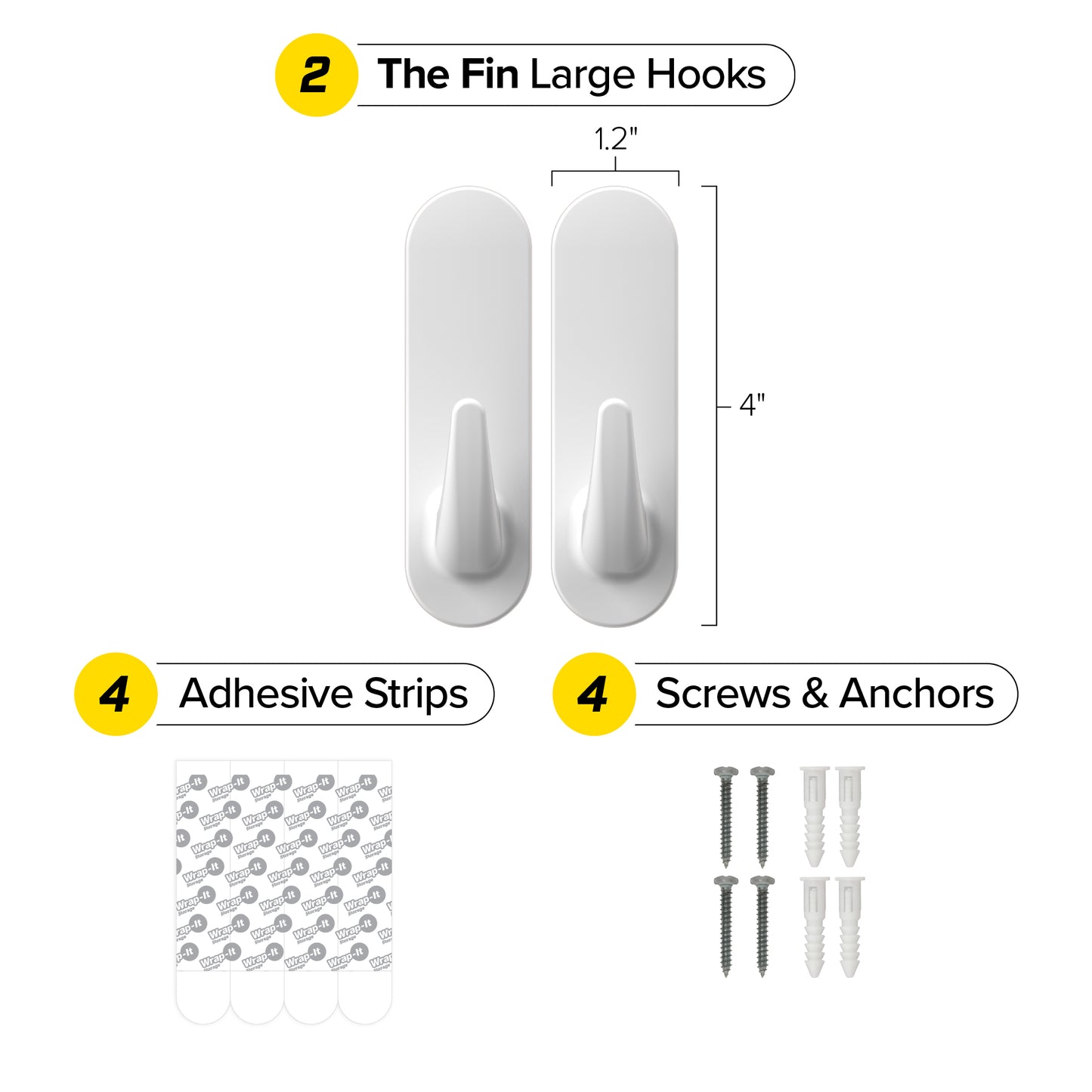 Handy Hooks™ - The Fin - Large (2-Pack) - Wrap-It Storage