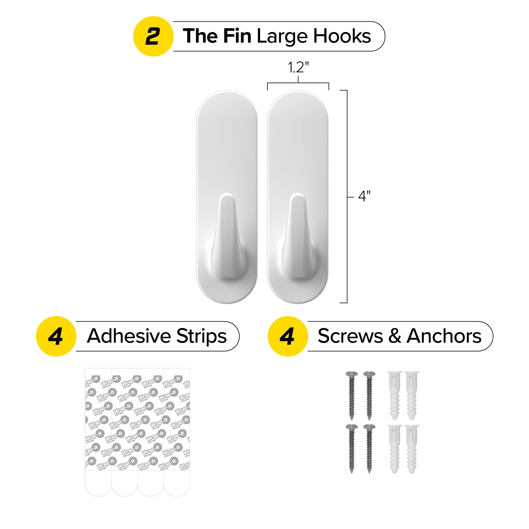 Handy Hooks™ - The Fin - Large (2-Pack) - Wrap-It Storage