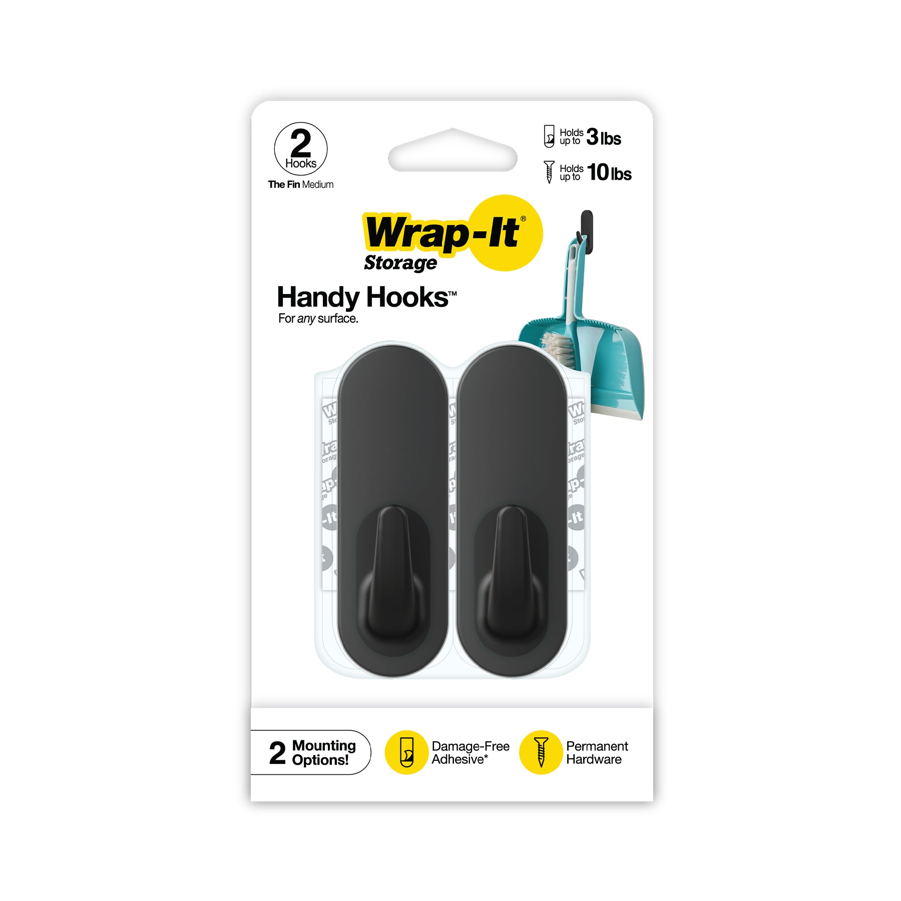 Handy Hooks™ - The Fin - Medium (2-Pack) - Wrap-It Storage