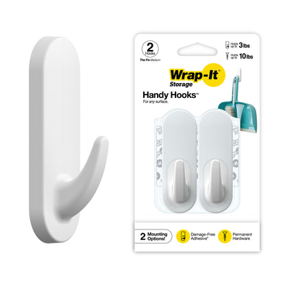 Handy Hooks™ - The Fin - Medium (2-Pack) - Wrap-It Storage