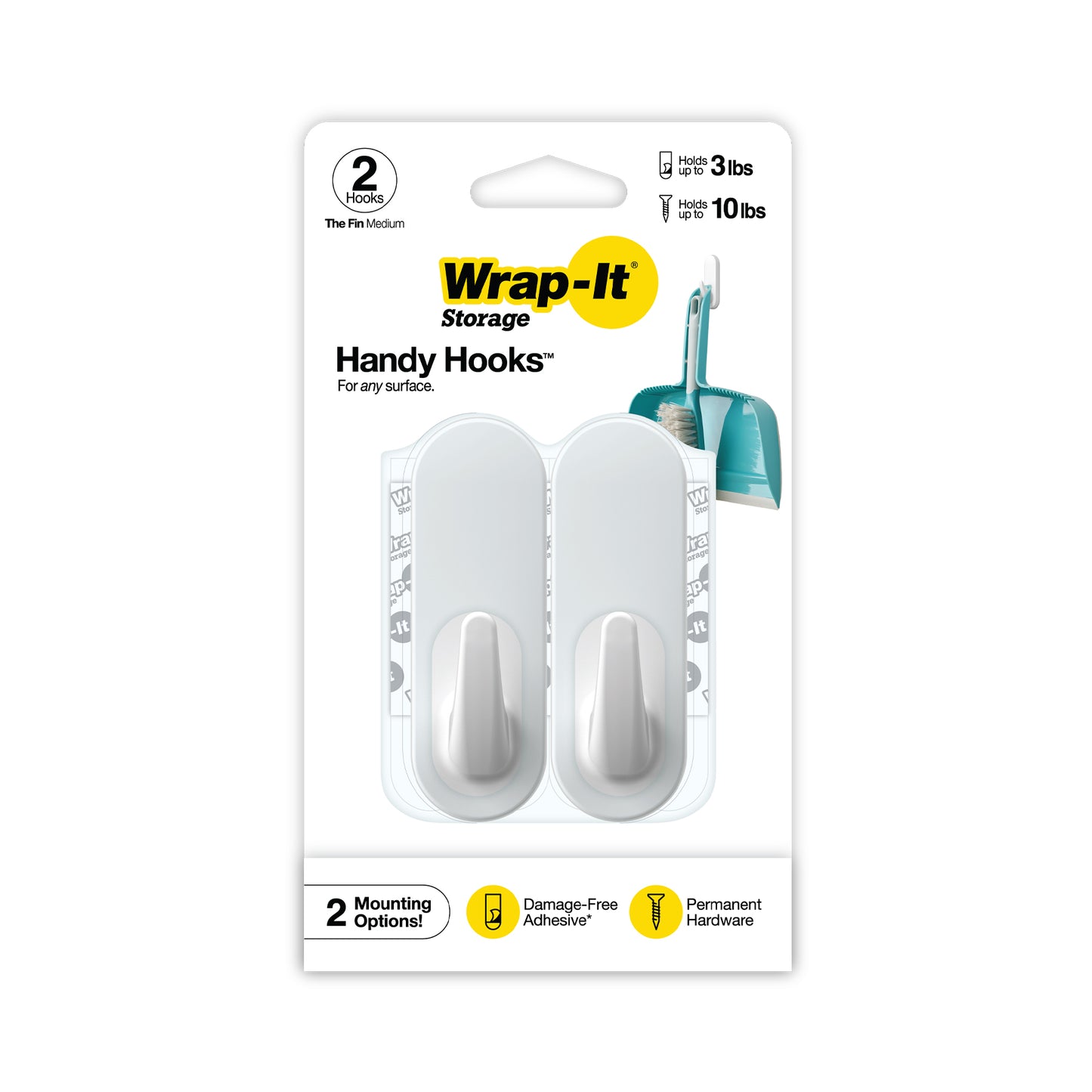 Handy Hooks™ - The Fin - Medium (2-Pack) - Wrap-It Storage