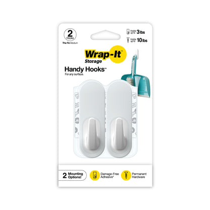 Handy Hooks™ - The Fin - Medium (2-Pack) - Wrap-It Storage