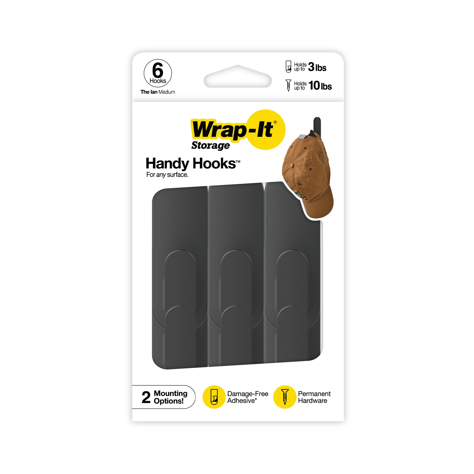 Handy Hooks™ - The Ian - Medium (6-Pack) - Wrap-It Storage