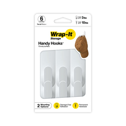 Handy Hooks™ - The Ian - Medium (6-Pack) - Wrap-It Storage