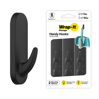 Handy Hooks™ - The Fin - Medium (6-Pack) - Wrap-It Storage