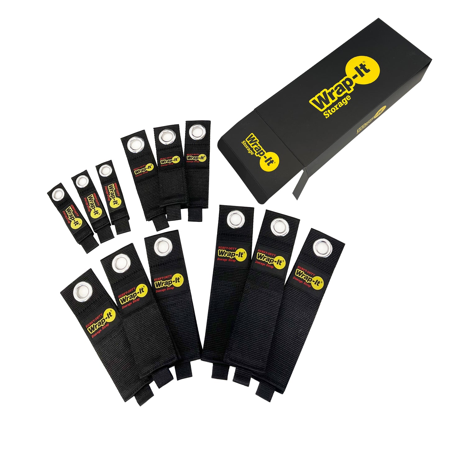 Heavy-Duty Storage Straps - Assorted 12-Pack (7", 10", 13", 17")