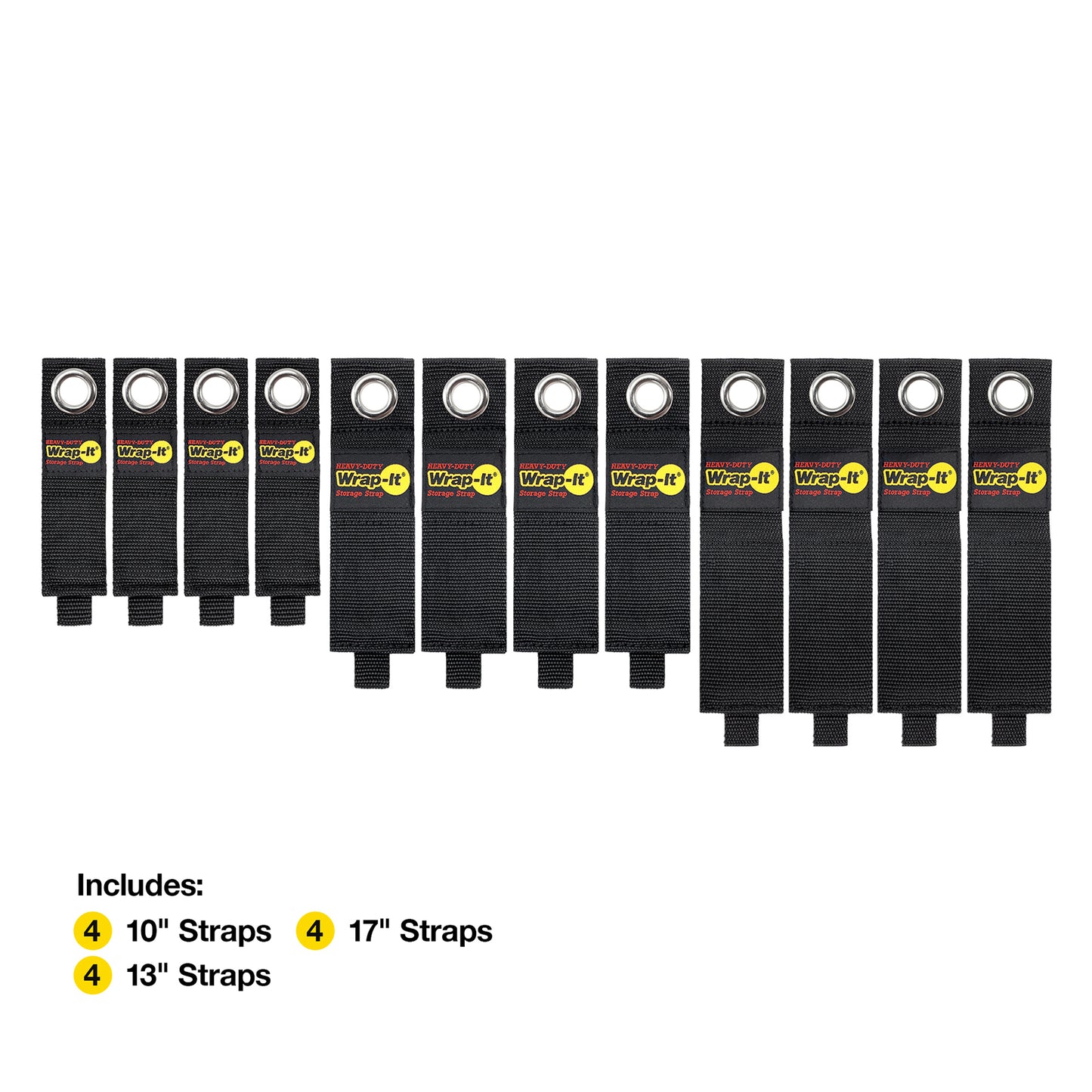 Heavy-Duty™ Storage Straps - Assorted 12-Pack (10", 13", 17")