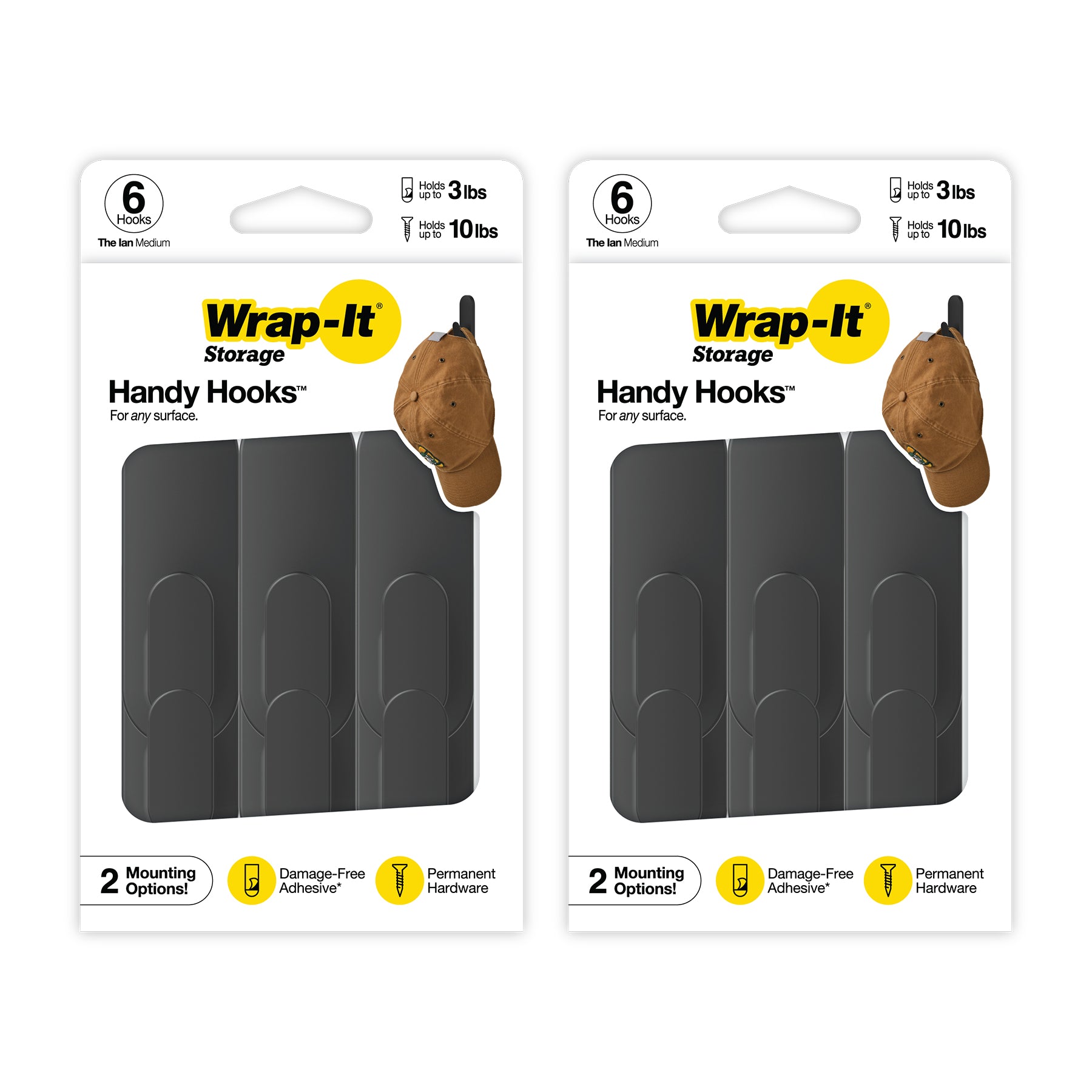 Handy Hooks™ - The Ian - Medium (12-Pack) - Wrap-It Storage