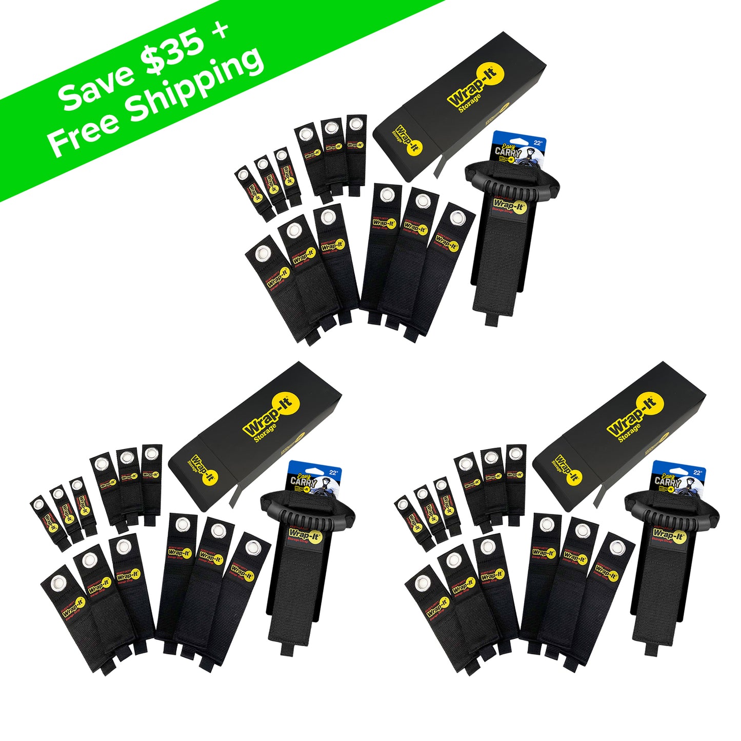 Heavy-Duty Storage Straps - Assorted 36-Pack + (3) 22-in. Easy-Carry Storage Straps