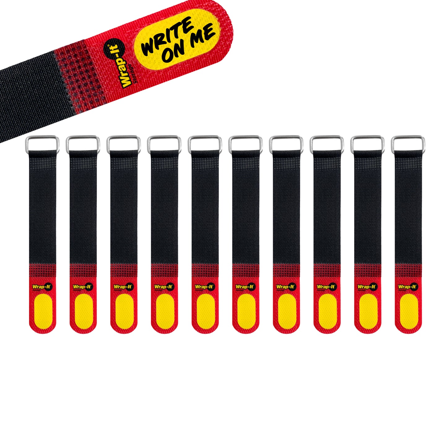 Cinch-Straps 5-in. (10-Pack) Black/Red - Wrap-It Storage