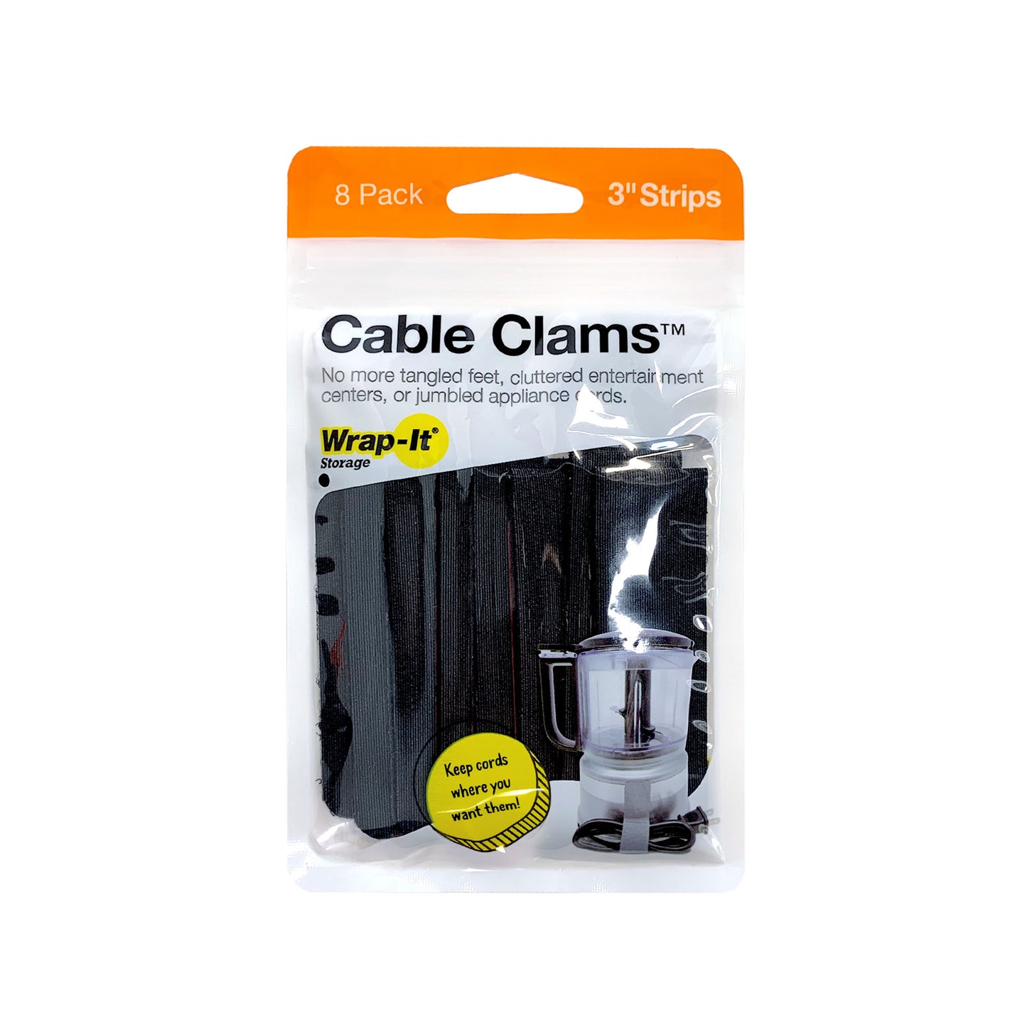 Cable Clams - 3-in. Strip (8-Pack) - Wrap-It Storage