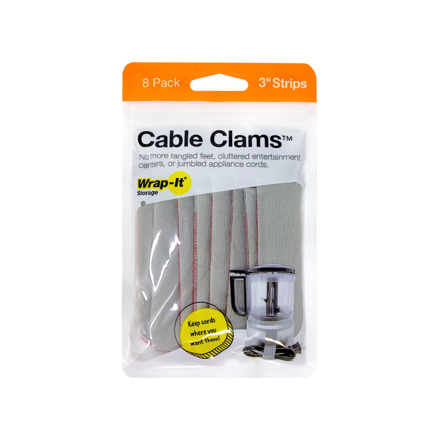 Cable Clams - 3-in. Strip (8-Pack) - Wrap-It Storage